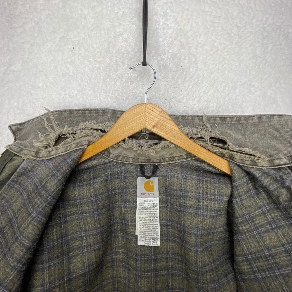 Carhartt Detroit Jacket Blanket Lined Mens XL J97 MOS Moss Green‎ Thrashing